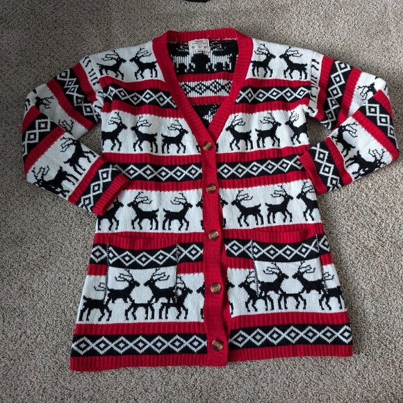 EUC Holiday Reindeer Cardigan, XXL (Tall Friendly) - Picture 1 of 8